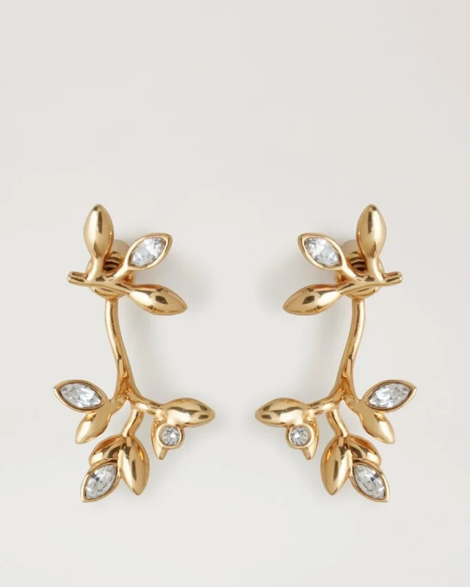 Mulberry Leaf Earrings Gold Mixed Material Women Mulberry Leaf Earrings Gold Mixed Material Women