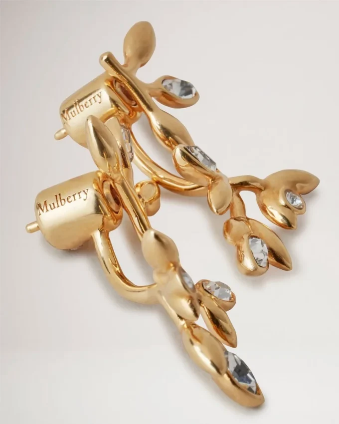 Mulberry Leaf Earrings Gold Mixed Material Women Mulberry Leaf Earrings Gold Mixed Material Women