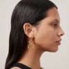 Mulberry Leaf Long Earrings Gold Mixed Material