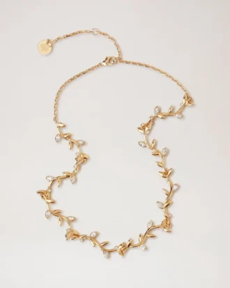 Mulberry Leaf Necklace Gold Mixed Material Women