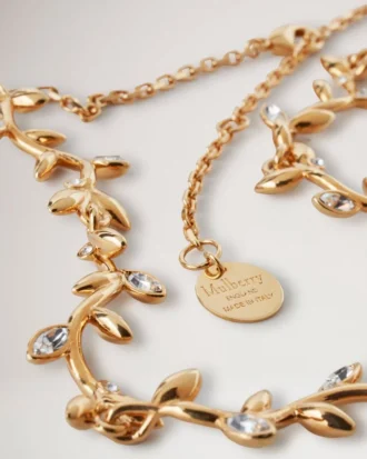 Mulberry Leaf Necklace Gold Mixed Material Women