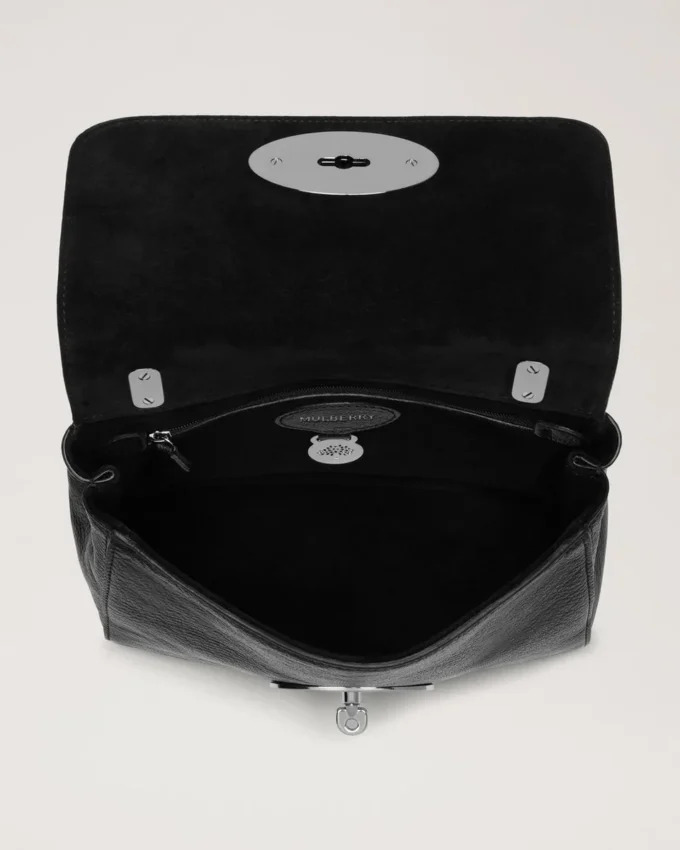 Mulberry Lily in Black Glossy Goat with Silver Tone