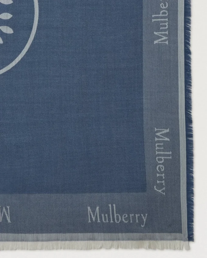 Mulberry Logo Square Denim Blue Mixed Material Men’s