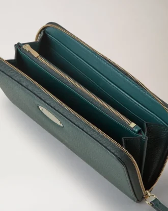 Mulberry Plaque 8 Credit Card Zip Purse Mulberry Green Small Classic Grain