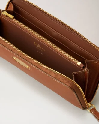 Mulberry Plaque 8 Credit Card Zip Purse Oak Nvt