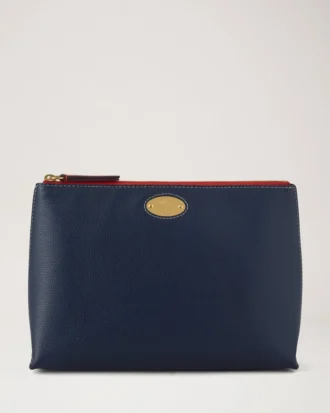 Mulberry Plaque Cosmetic Pouch Night Sky & Coral Orange Small Classic Grain