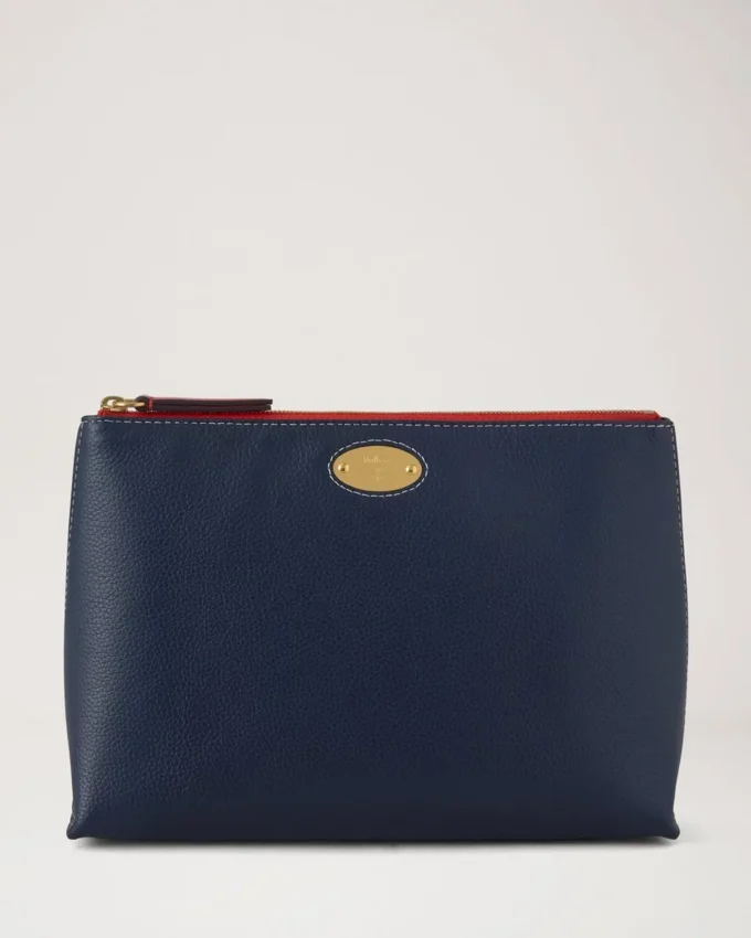 Mulberry Plaque Cosmetic Pouch Night Sky & Coral Orange Small Classic Grain Mulberry Plaque Cosmetic Pouch Night Sky & Coral Orange Small Classic Grain