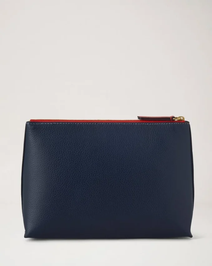 Mulberry Plaque Cosmetic Pouch Night Sky & Coral Orange Small Classic Grain Mulberry Plaque Cosmetic Pouch Night Sky & Coral Orange Small Classic Grain