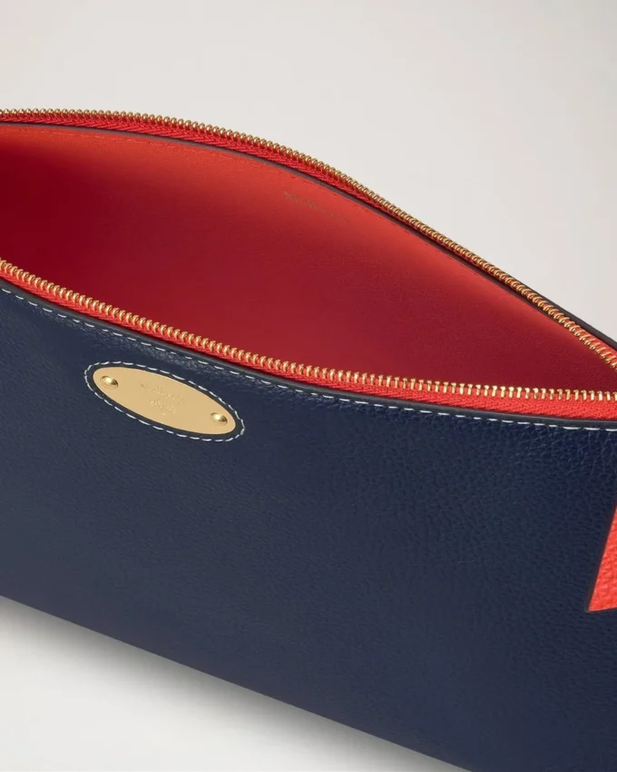 Mulberry Plaque Cosmetic Pouch Night Sky & Coral Orange Small Classic Grain Mulberry Plaque Cosmetic Pouch Night Sky & Coral Orange Small Classic Grain