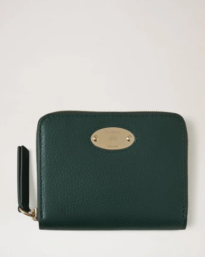 Mulberry Plaque Small Zip Around Purse Mulberry Green Small Classic Grain Mulberry Plaque Small Zip Around Purse Mulberry Green Small Classic Grain