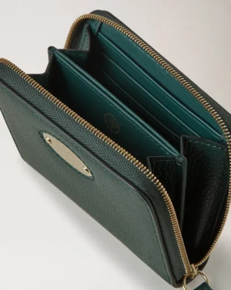 Mulberry Plaque Small Zip Around Purse Mulberry Green Small Classic Grain
