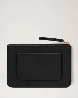 Mulberry Plaque Small Zip Coin Pouch Black Small Classic Grain