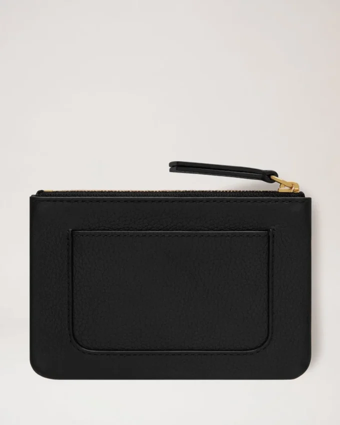 Mulberry Plaque Small Zip Coin Pouch Black Small Classic Grain Mulberry Plaque Small Zip Coin Pouch Black Small Classic Grain