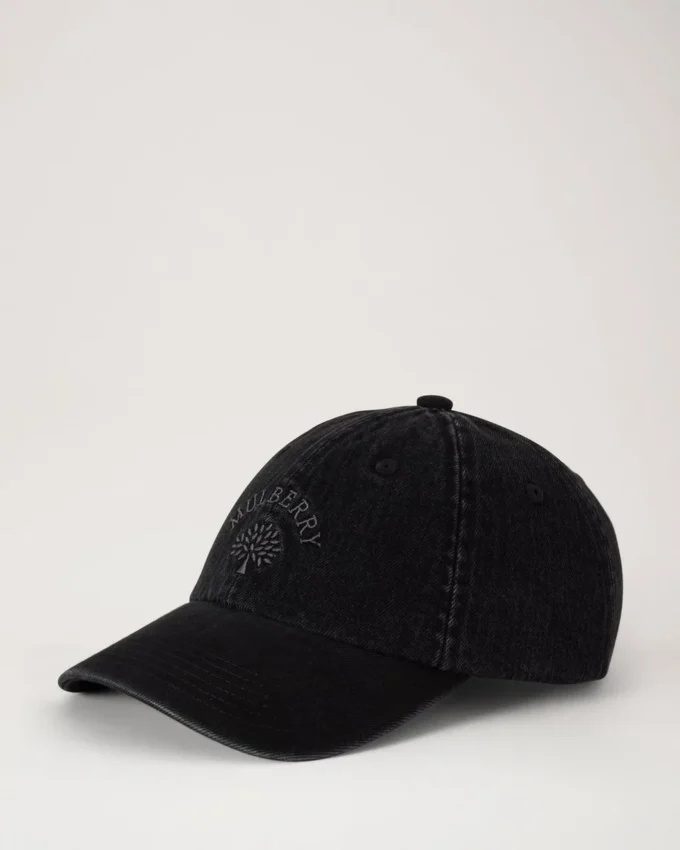 Mulberry Tree Baseball Cap – Denim Washed Black Denim Cotton