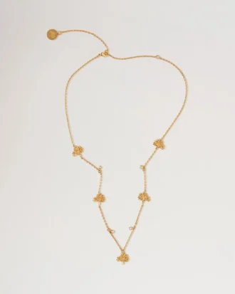 Mulberry Tree Charm Necklace Gold Plated Brass Women