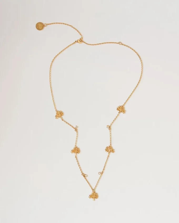 Mulberry Tree Charm Necklace Gold Plated Brass Women Mulberry Tree Charm Necklace Gold Plated Brass Women
