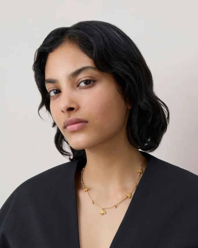 Mulberry Tree Charm Necklace Gold Plated Brass Women Mulberry Tree Charm Necklace Gold Plated Brass Women