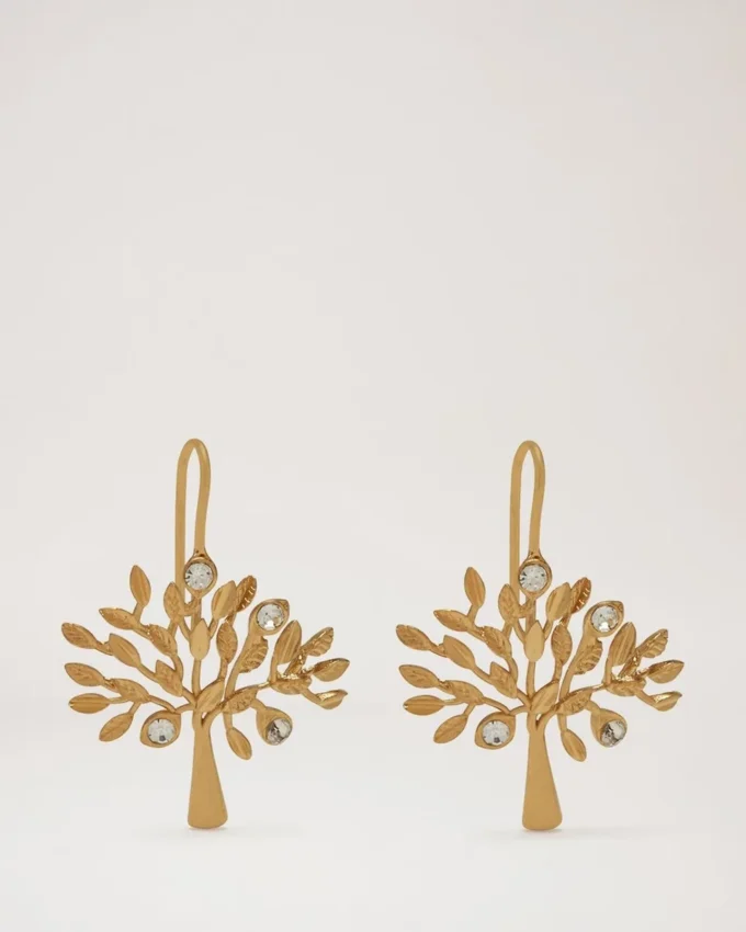 Mulberry Tree Dropped Earrings Brass Metal & Swarovski Crystal Mulberry Tree Dropped Earrings Brass Metal & Swarovski Crystal