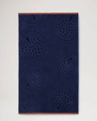 Mulberry Tree Jacquard Towel Navy & Teak Cotton Mulberry Tree Jacquard Towel Navy & Teak Cotton