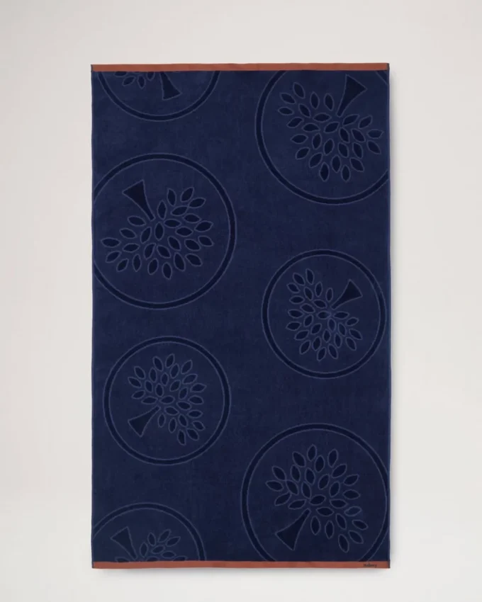 Mulberry Tree Jacquard Towel Navy & Teak Cotton Mulberry Tree Jacquard Towel Navy & Teak Cotton