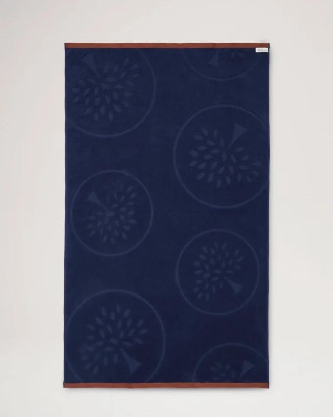 Mulberry Tree Jacquard Towel Navy & Teak Cotton Mulberry Tree Jacquard Towel Navy & Teak Cotton