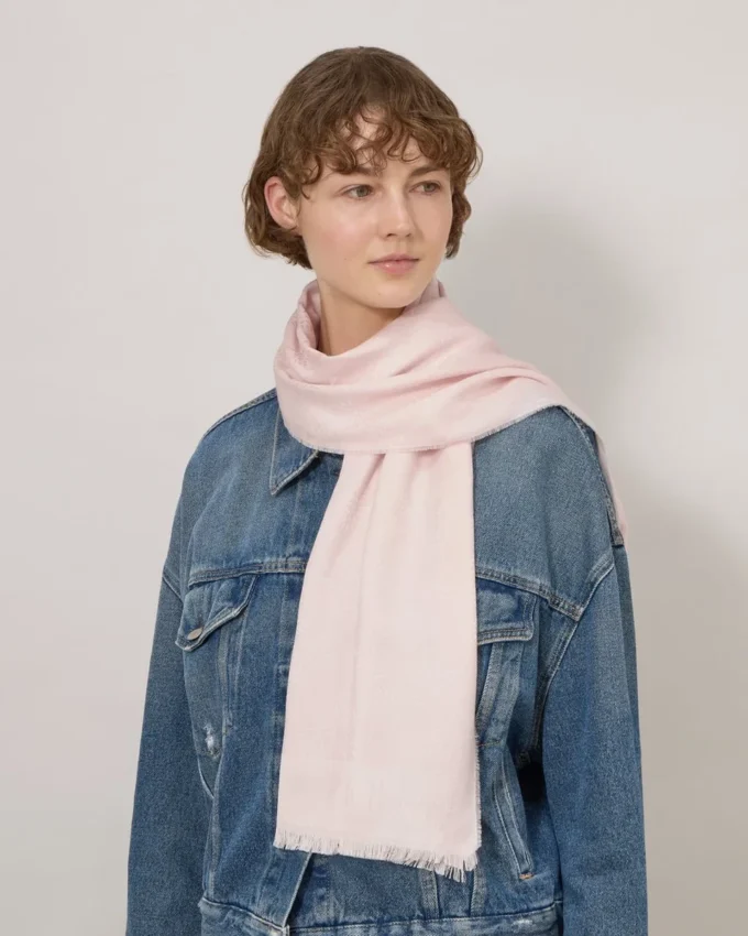 Mulberry Tree Rectangular Scarf Blossom Pink Cotton Silk Blend