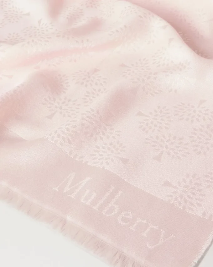Mulberry Tree Rectangular Scarf Blossom Pink Cotton Silk Blend