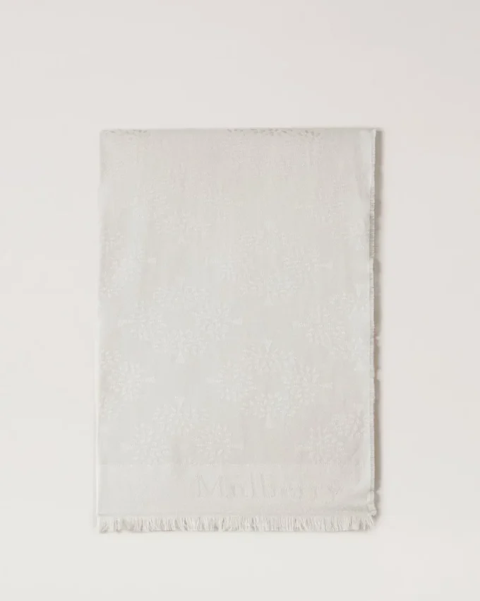 Mulberry Tree Rectangular Scarf Cream Cotton Silk Blend Mulberry Tree Rectangular Scarf Cream Cotton Silk Blend
