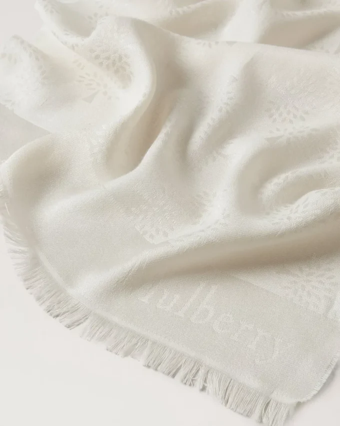 Mulberry Tree Rectangular Scarf Cream Cotton Silk Blend Mulberry Tree Rectangular Scarf Cream Cotton Silk Blend