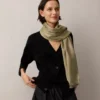 Mulberry Tree Rectangular Scarf Linen Green Cotton Silk Blend