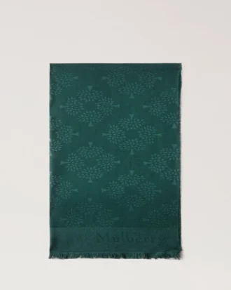 Mulberry Tree Rectangular Scarf Mulberry Green Cotton Silk Blend