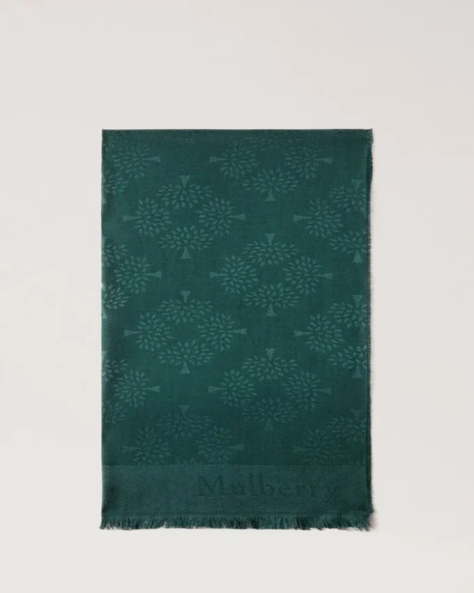 Mulberry Tree Rectangular Scarf Mulberry Green Cotton Silk Blend Mulberry Tree Rectangular Scarf Mulberry Green Cotton Silk Blend