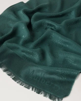 Mulberry Tree Rectangular Scarf Mulberry Green Cotton Silk Blend