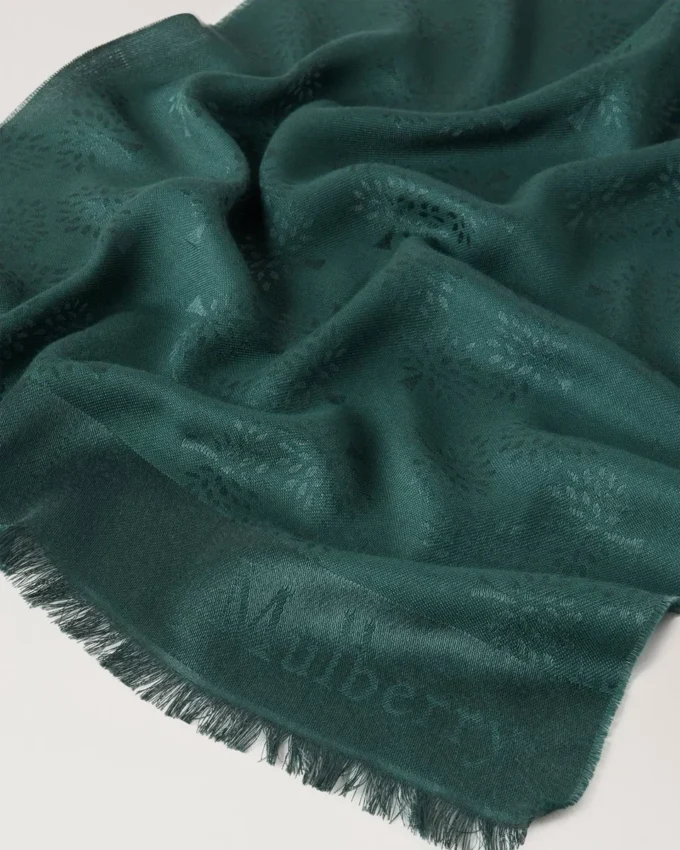 Mulberry Tree Rectangular Scarf Mulberry Green Cotton Silk Blend Mulberry Tree Rectangular Scarf Mulberry Green Cotton Silk Blend