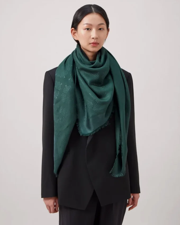 Mulberry Tree Scarf Mulberry Green Cotton Silk Blend Mulberry Tree Scarf Mulberry Green Cotton Silk Blend