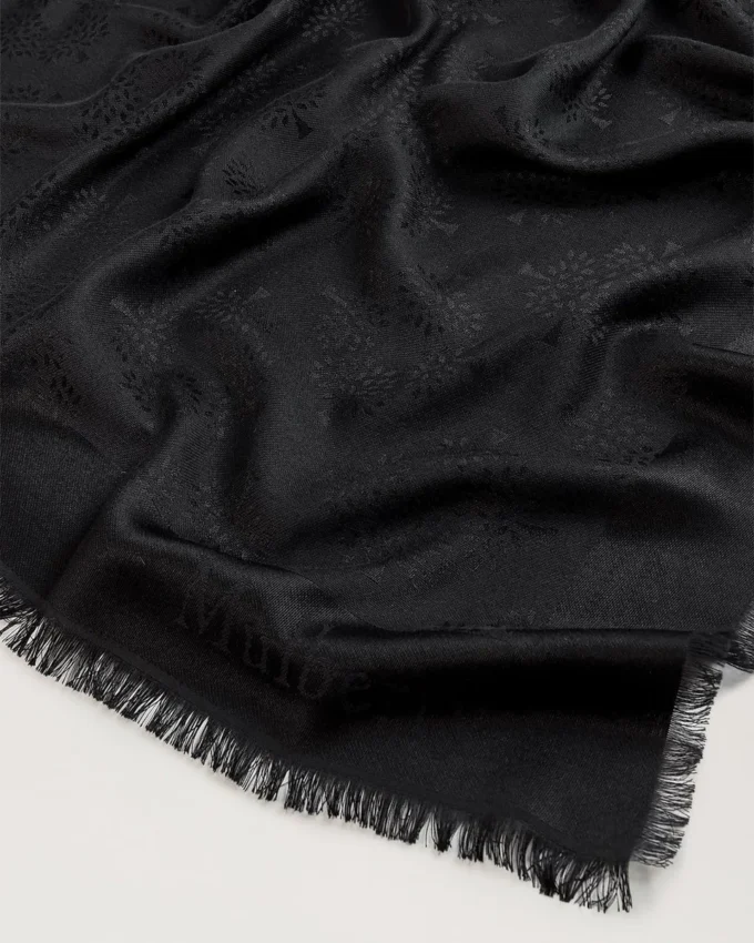 Mulberry Tree Square Black Cotton Silk Blend Women Mulberry Tree Square Black Cotton Silk Blend Women
