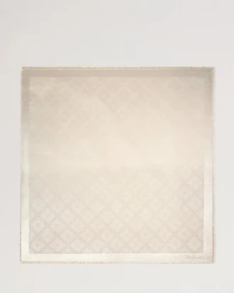 Mulberry Tree Square Cashmere Taupe Cotton Silk Blend