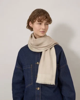 Mulberry Tree Square Cashmere Taupe Cotton Silk Blend