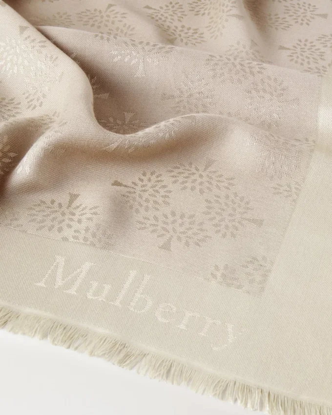 Mulberry Tree Square Cashmere Taupe Cotton Silk Blend Mulberry Tree Square Cashmere Taupe Cotton Silk Blend