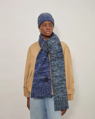 Ombre Degrade Scarf Cobalt Blue Lambswool Women