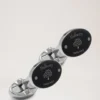 Oval Tree and Rivet Cufflinks Black Enamel Men Oval Tree and Rivet Cufflinks Black Enamel Men