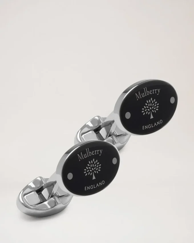 Oval Tree and Rivet Cufflinks Black Enamel Men Oval Tree and Rivet Cufflinks Black Enamel Men