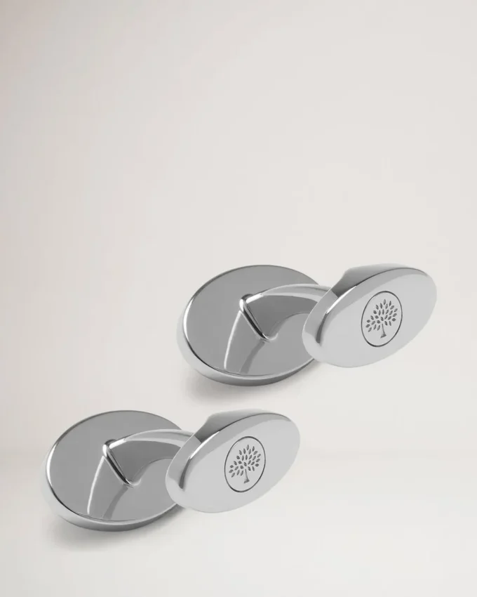 Oval Tree and Rivet Cufflinks Black Enamel Men Oval Tree and Rivet Cufflinks Black Enamel Men