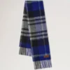 Oversized Check Textured Scarf Cobalt Blue & Black Wool Blend Oversized Check Textured Scarf Cobalt Blue & Black Wool Blend