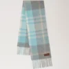 Oversized Check Textured Scarf Grey & Light Blue Wool Blend