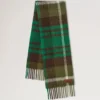 Oversized Check Textured Scarf Juniper Green & Emerald Wool Blend