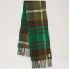 Oversized Check Textured Scarf Juniper Green & Emerald Wool Blend
