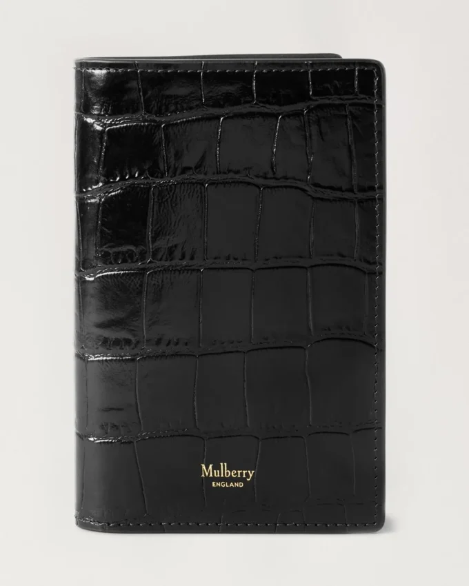 Passport Cover Black Shiny Small Croc Little Luxuries