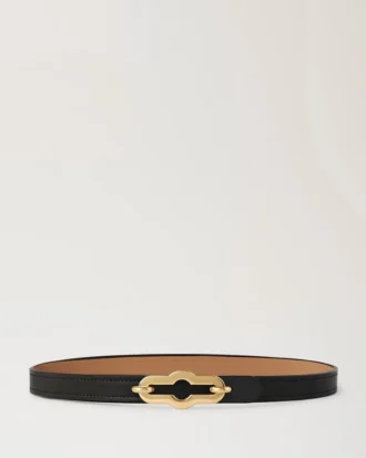 Pimlico Reversible Thin Belt Black & Sable High Gloss Leather