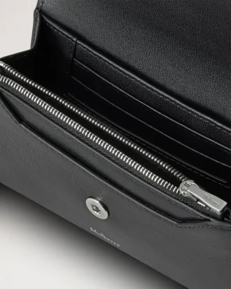 Press Stud Wallet Black High Shine Leather Gifts for Her